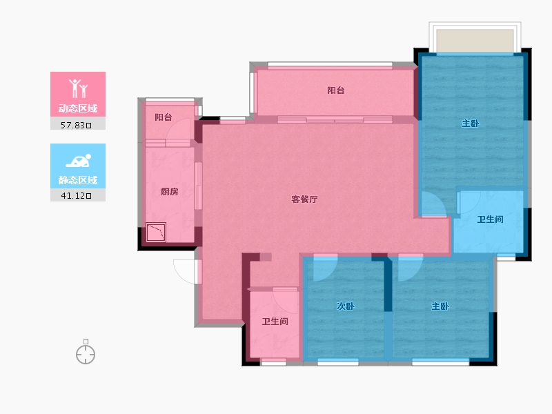 四川省-绵阳市-东原华宇朗阅-87.45-户型库-动静分区