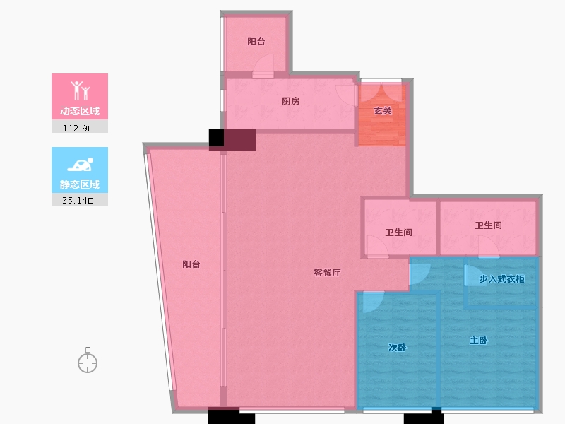 四川省-成都市-重庆来福士住宅-136.64-户型库-动静分区