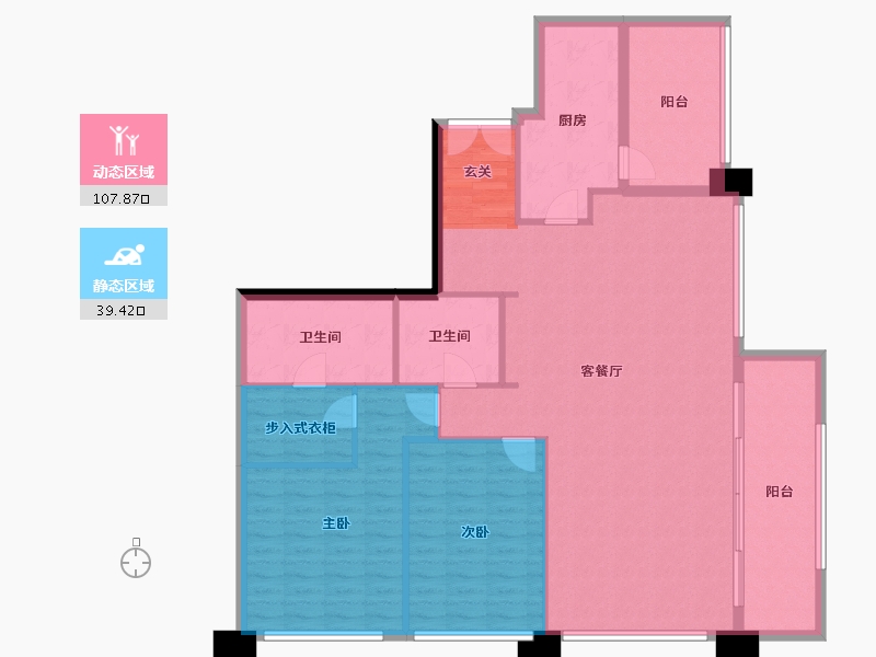 四川省-成都市-重庆来福士住宅-135.62-户型库-动静分区