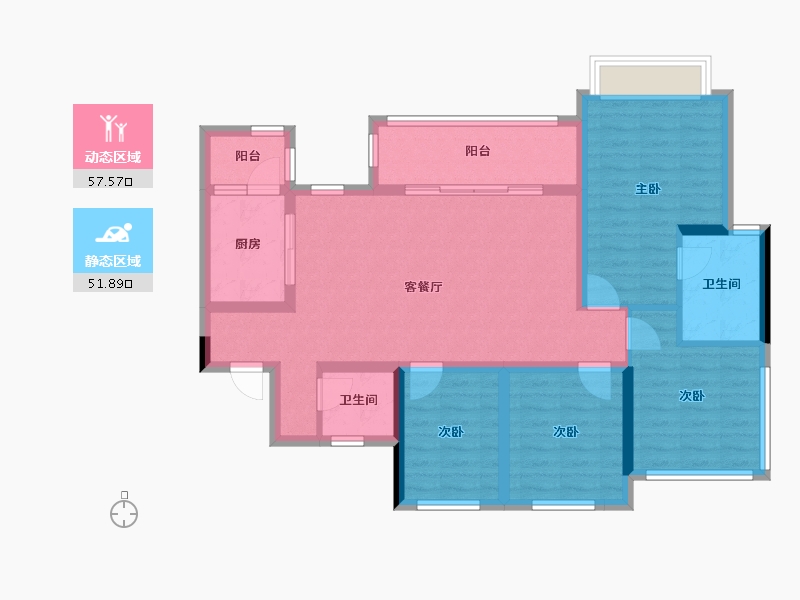 四川省-绵阳市-东原华宇朗阅-97.19-户型库-动静分区