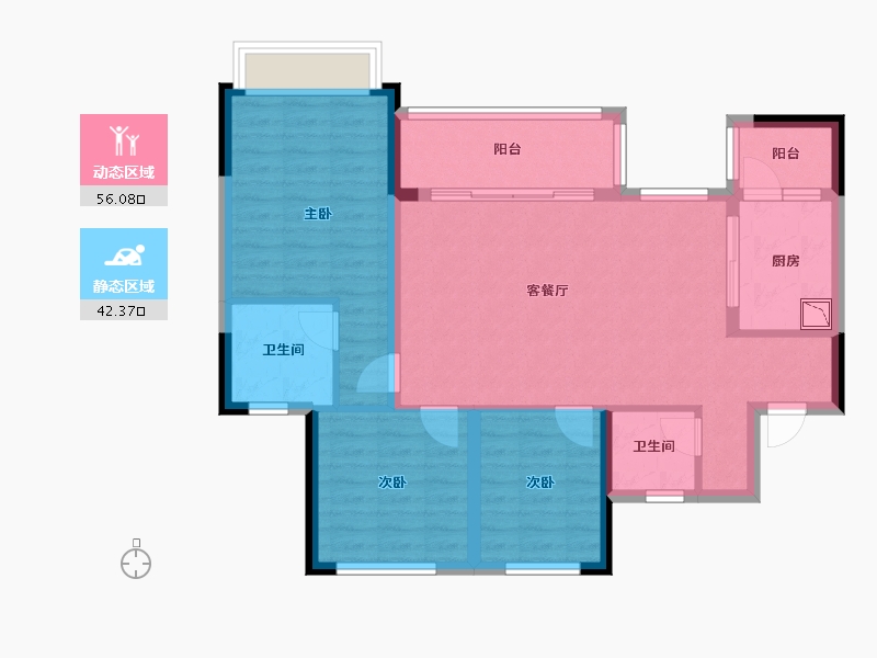 四川省-绵阳市-东原华宇朗阅-87.99-户型库-动静分区