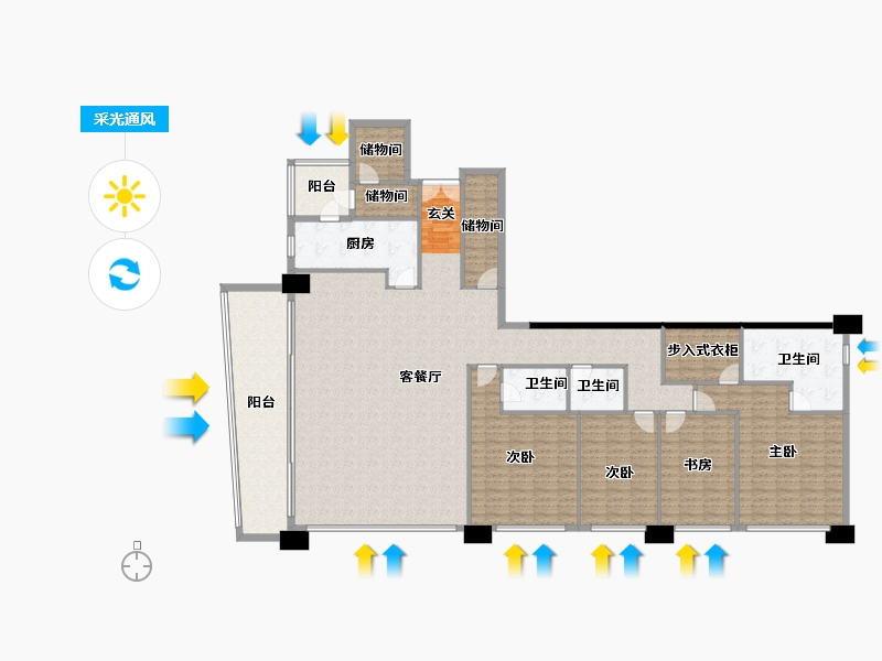 四川省-成都市-重庆来福士住宅-237.58-户型库-采光通风