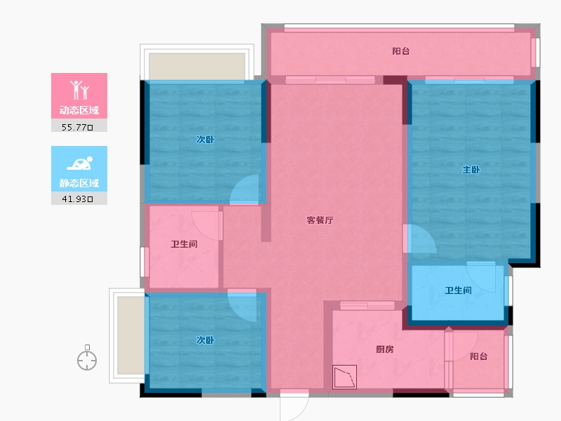 四川省-绵阳市-东原华宇朗阅-86.37-户型库-动静分区