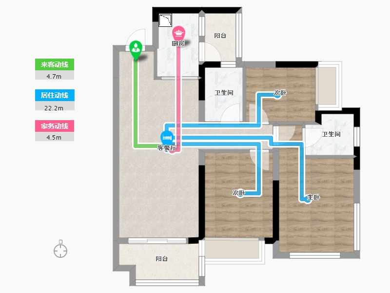 四川省-绵阳市-东原华宇朗阅-73.54-户型库-动静线