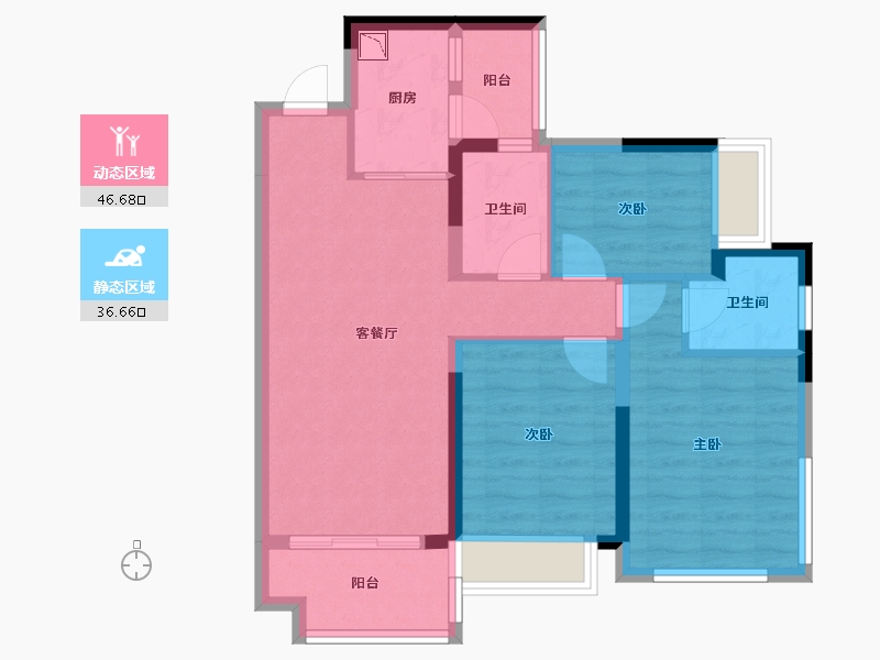 四川省-绵阳市-东原华宇朗阅-73.54-户型库-动静分区