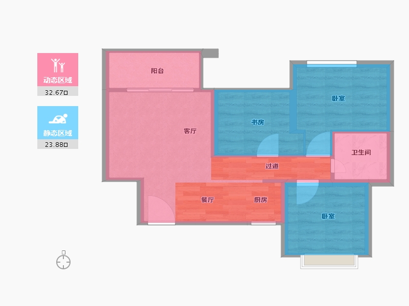 四川省-成都市-宝信青城-50.71-户型库-动静分区