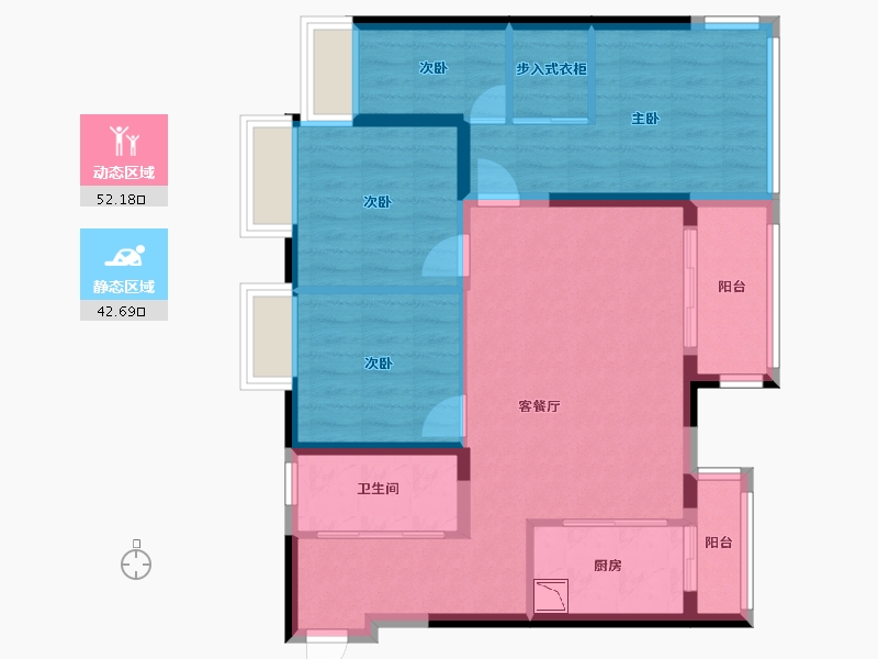 四川省-绵阳市-绵阳CBD万达三期天澜-84.28-户型库-动静分区