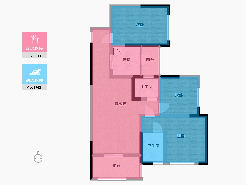 四川省-巴中市-阳光中心城-76.66-户型库-动静分区