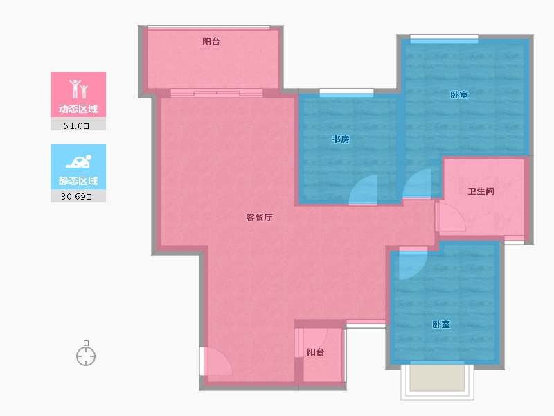 四川省-成都市-宝信青城-73.09-户型库-动静分区