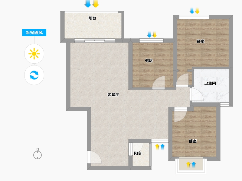 四川省-成都市-宝信青城-73.09-户型库-采光通风