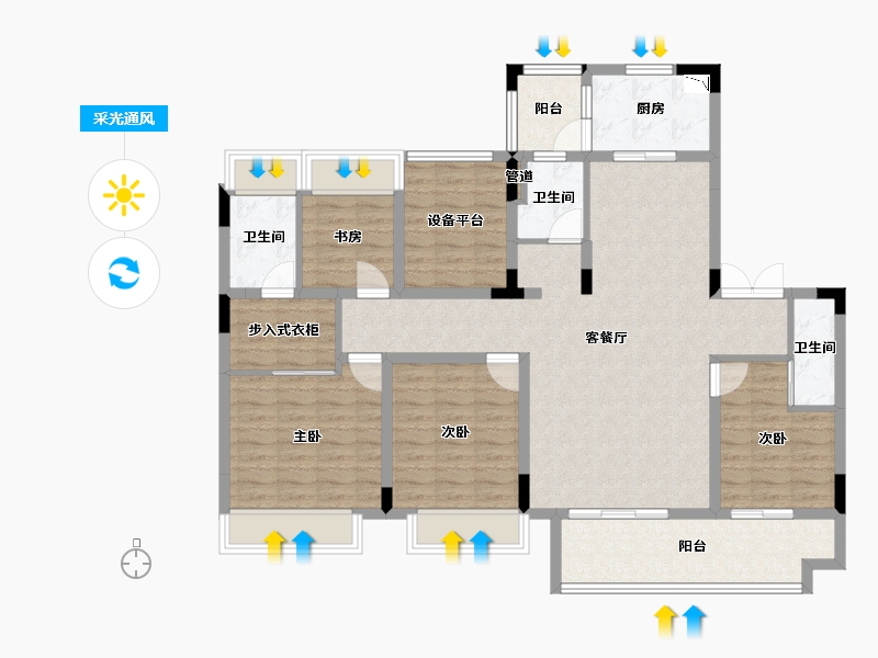 广西壮族自治区-桂林市-桂林吾悦华府-120.39-户型库-采光通风