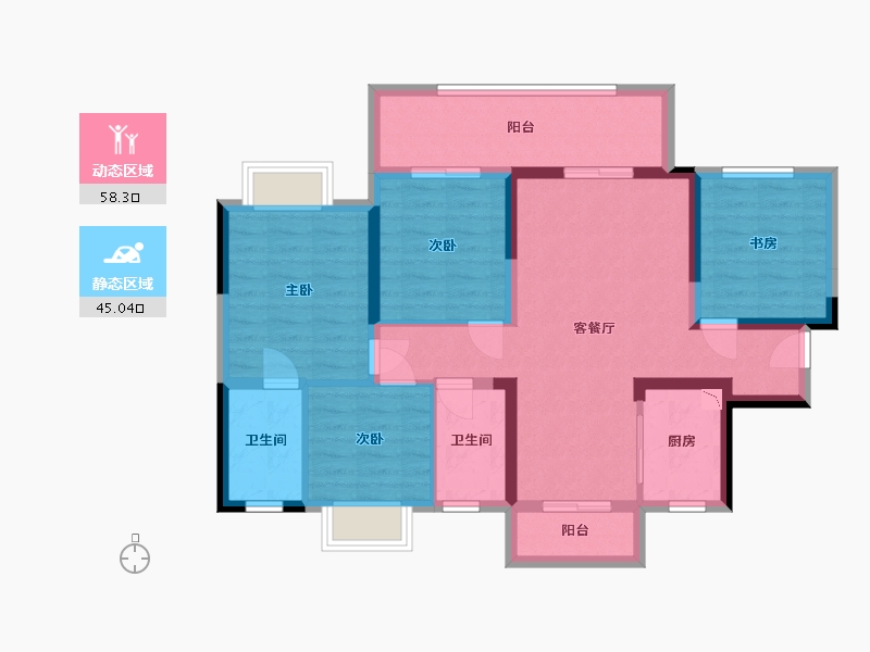 四川省-宜宾市-绿地宜宾城际空间站-91.31-户型库-动静分区