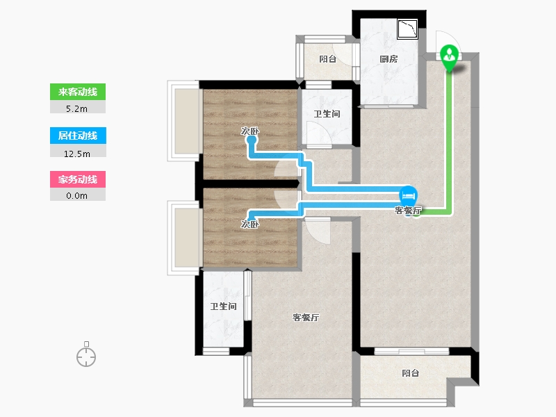 四川省-绵阳市-绵阳CBD万达三期天澜-76.31-户型库-动静线