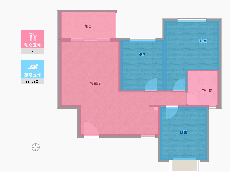 四川省-成都市-宝信青城-66.54-户型库-动静分区