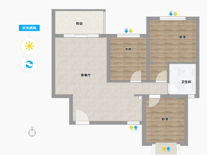 四川省-成都市-宝信青城-66.54-户型库-采光通风