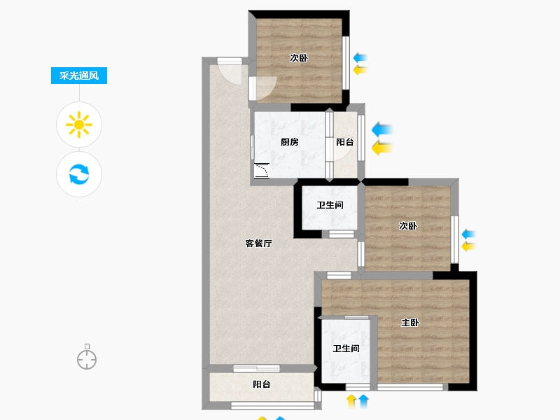 四川省-巴中市-阳光中心城-69.30-户型库-采光通风