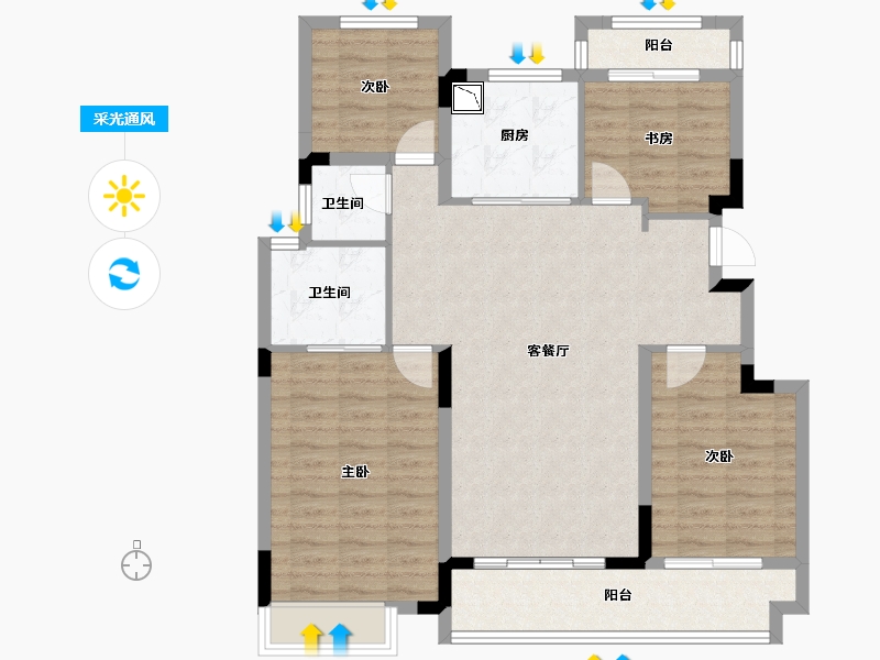 湖南省-长沙市-奥园世家-103.19-户型库-采光通风