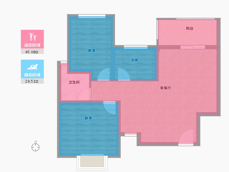 四川省-成都市-宝信青城-66.52-户型库-动静分区