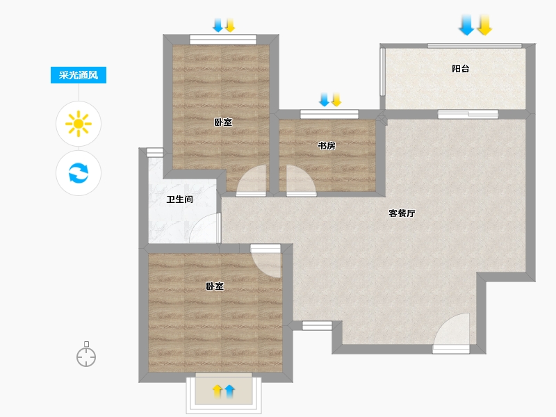 四川省-成都市-宝信青城-66.52-户型库-采光通风