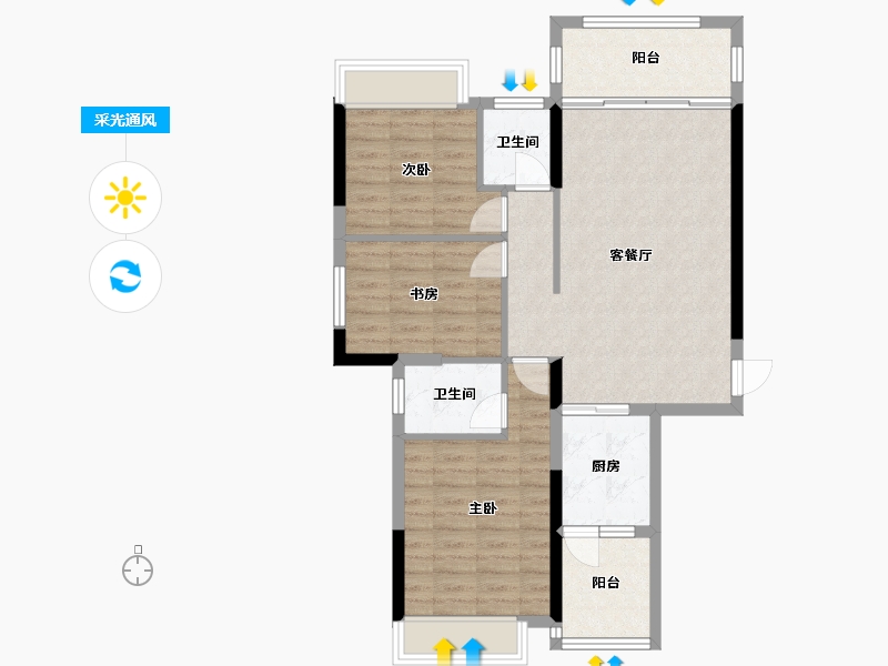 广西壮族自治区-桂林市-阳光家园-84.11-户型库-采光通风