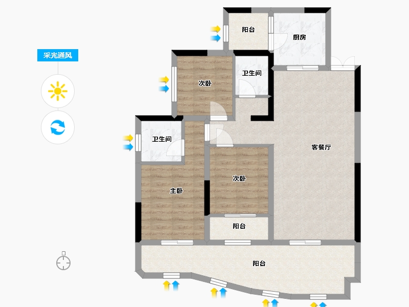 四川省-宜宾市-公园华府-96.00-户型库-采光通风