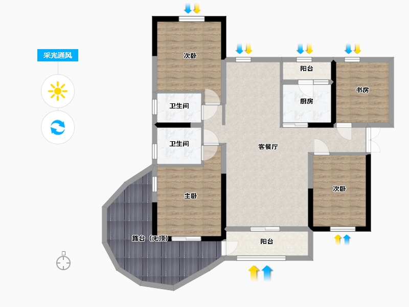 四川省-宜宾市-公园华府-122.29-户型库-采光通风