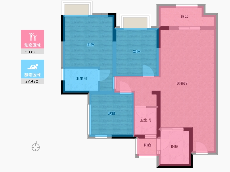 四川省-巴中市-优筑·印江洲-77.83-户型库-动静分区