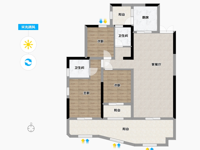 四川省-宜宾市-公园华府-110.42-户型库-采光通风