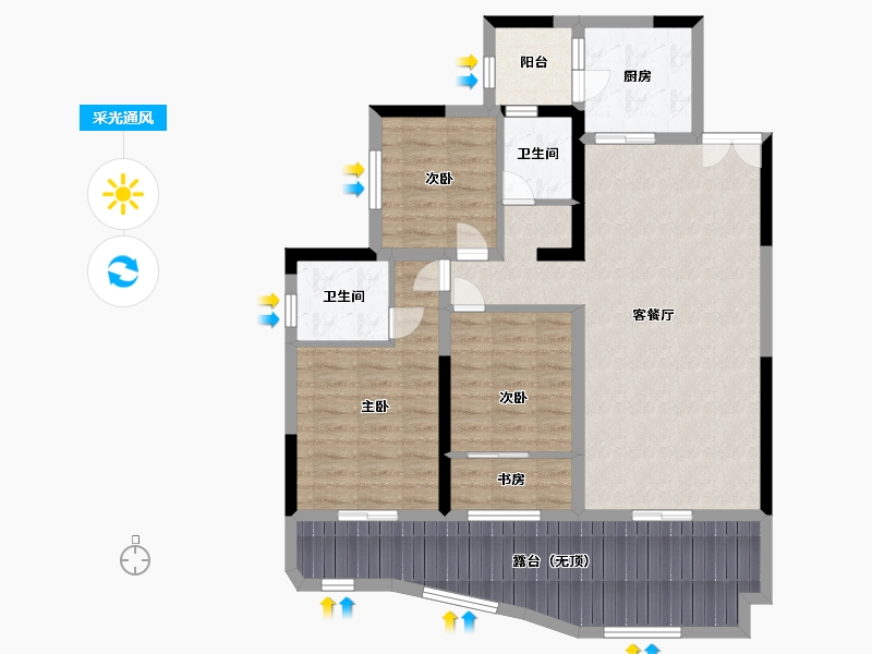 四川省-宜宾市-公园华府-97.99-户型库-采光通风