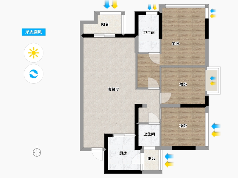 四川省-巴中市-优筑·印江洲-81.45-户型库-采光通风