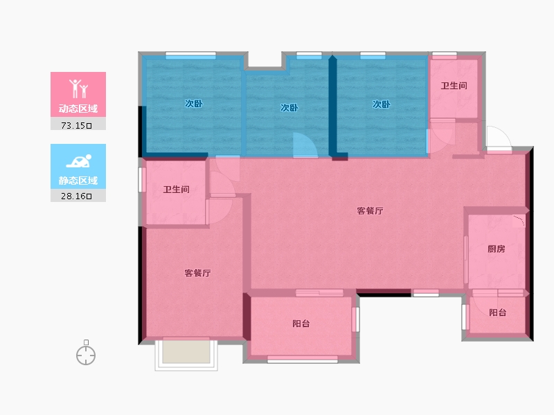 四川省-宜宾市-绿地宜宾城际空间站-90.35-户型库-动静分区