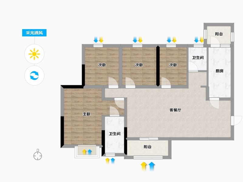 四川省-宜宾市-欢乐颂豪庭-97.70-户型库-采光通风