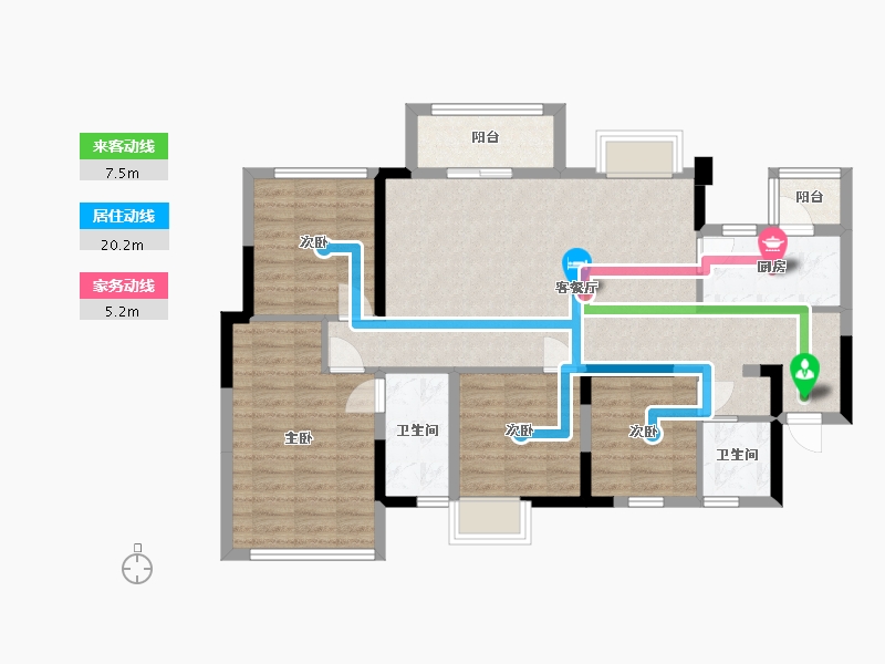 四川省-巴中市-优筑·印江洲-96.61-户型库-动静线