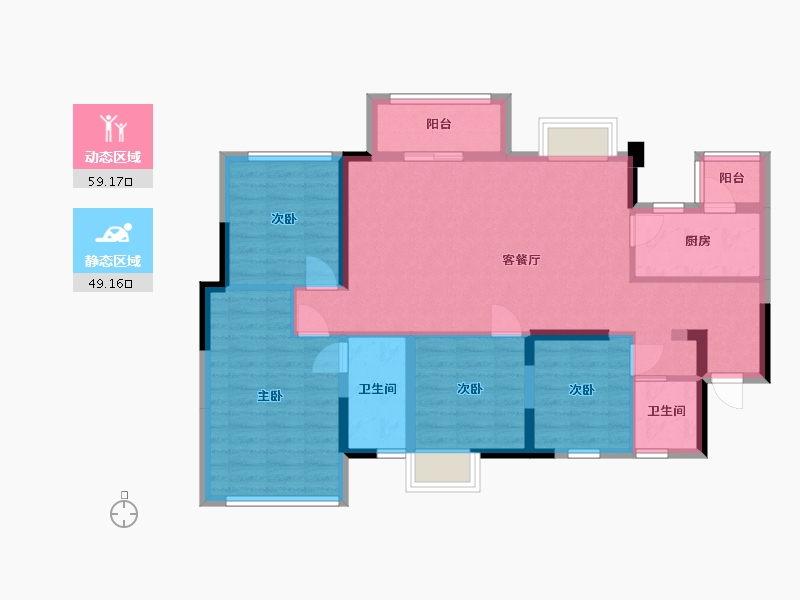 四川省-巴中市-优筑·印江洲-96.61-户型库-动静分区