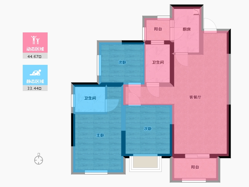 四川省-宜宾市-绿地宜宾城际空间站-68.07-户型库-动静分区