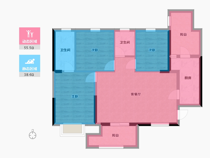 四川省-宜宾市-欢乐颂豪庭-83.99-户型库-动静分区