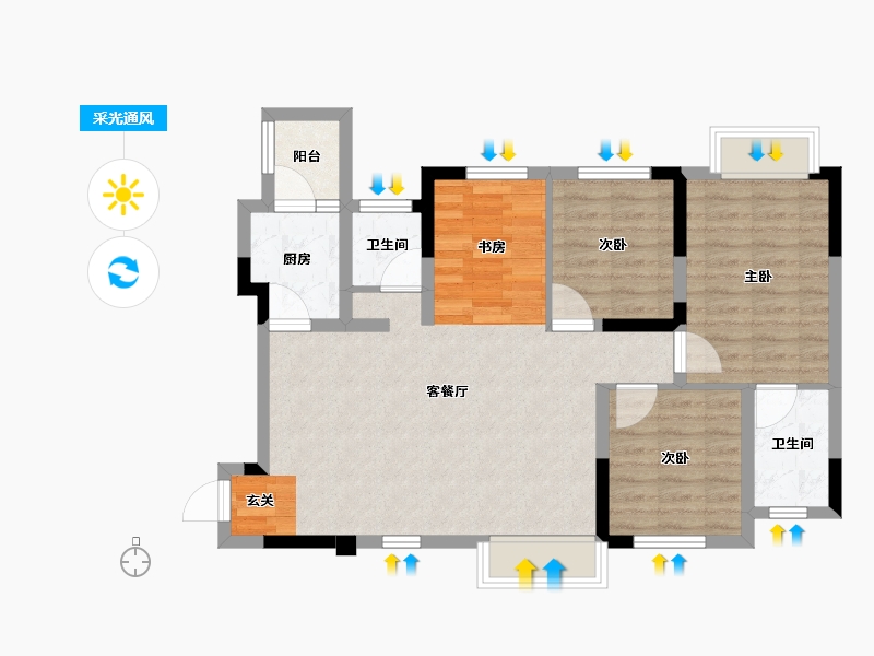 四川省-成都市-龙城半岛-81.14-户型库-采光通风