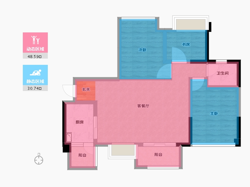 四川省-成都市-嘉通云玺住宅-69.96-户型库-动静分区