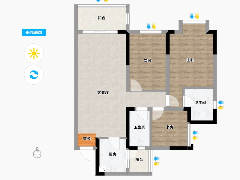 四川省-成都市-龙城半岛-79.21-户型库-采光通风