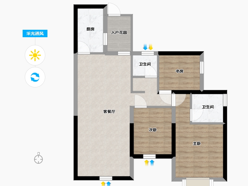 四川省-成都市-汉嘉国际社区-70.73-户型库-采光通风