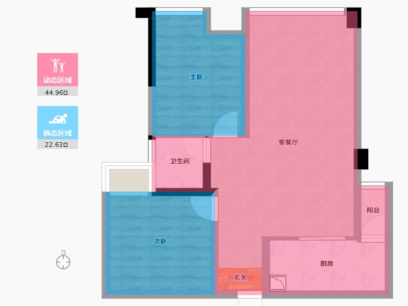 四川省-成都市-嘉通云玺住宅-59.76-户型库-动静分区