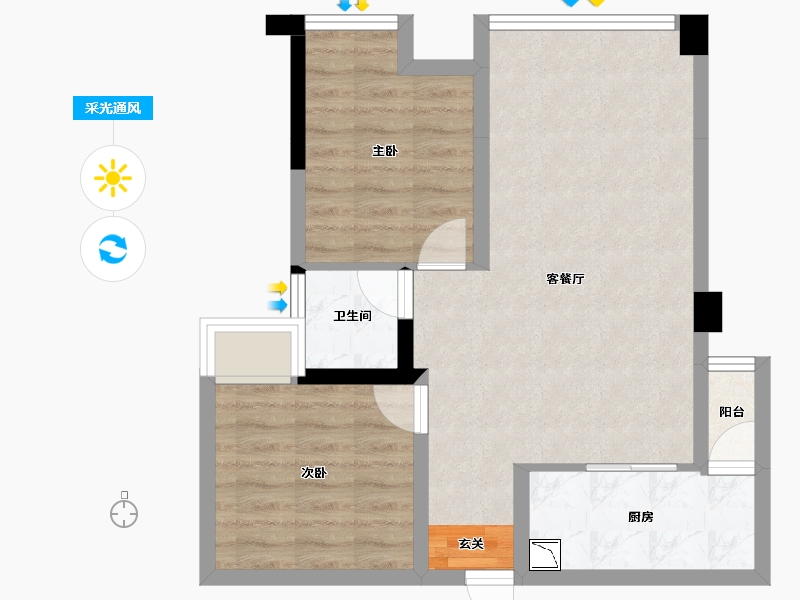 四川省-成都市-嘉通云玺住宅-59.76-户型库-采光通风