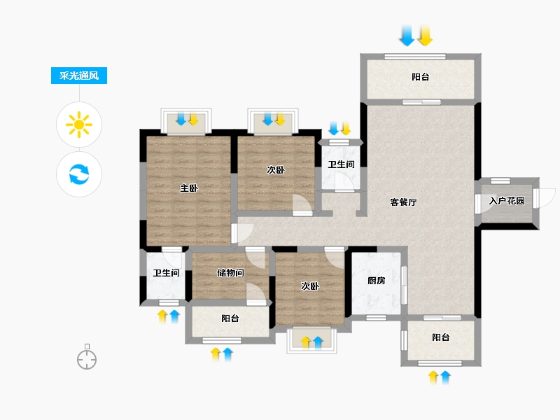 四川省-宜宾市-海上明月·南院-106.56-户型库-采光通风