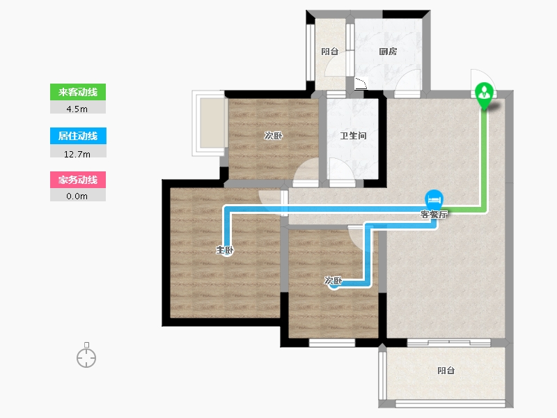 四川省-绵阳市-贤达水韵长滩-76.35-户型库-动静线