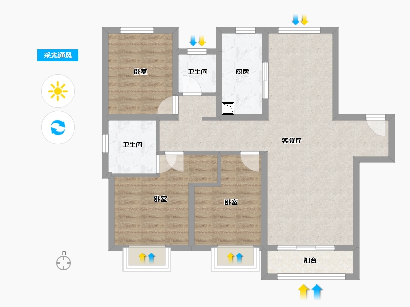 天津-undefined-融创御河宸院-83.80-户型库-采光通风