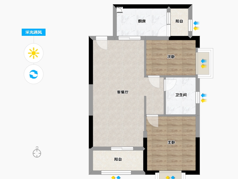 四川省-宜宾市-恒大名都-60.00-户型库-采光通风