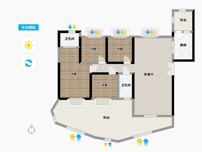 四川省-宜宾市-泰然长江大院-140.95-户型库-采光通风