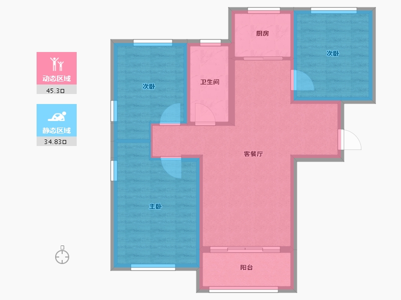 河北省-张家口市-尊品御景苑-71.07-户型库-动静分区