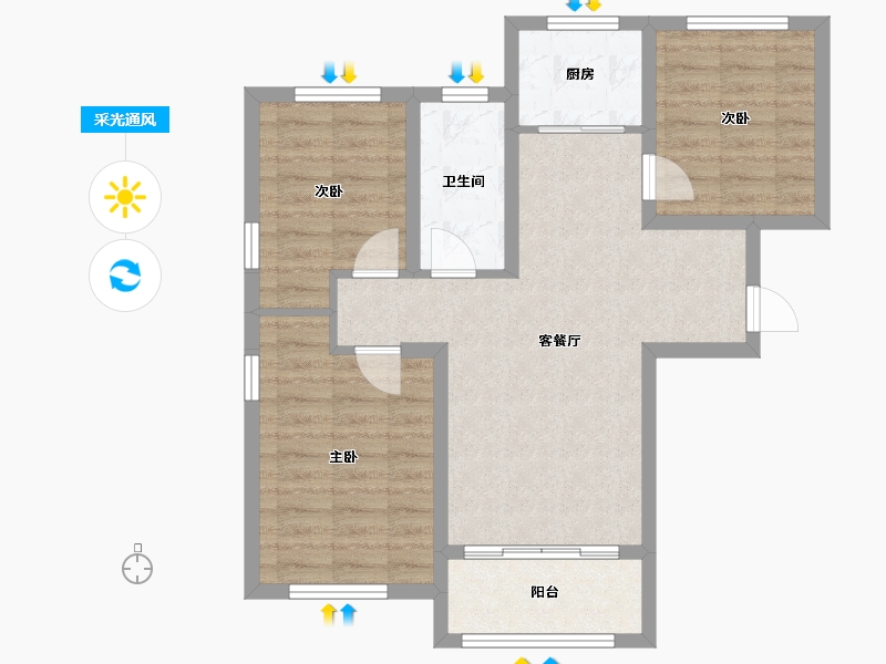 河北省-张家口市-尊品御景苑-71.07-户型库-采光通风