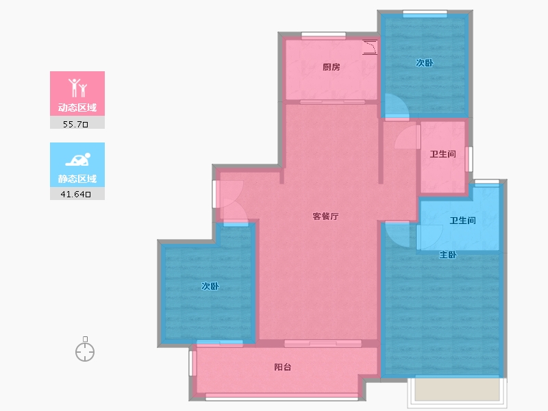 江苏省-徐州市-中海·淮海世家-86.78-户型库-动静分区